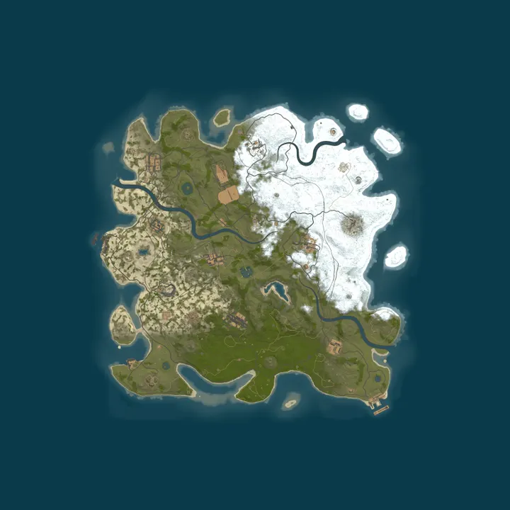 Map of NEVERLAND X100 PVE, custom weapons, raidable bases, abandoned b