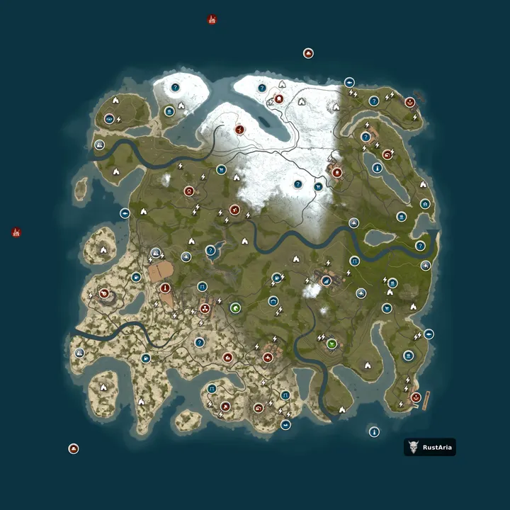 Map of RustAria#4 [Мирный / PVE / SKINDROPS]