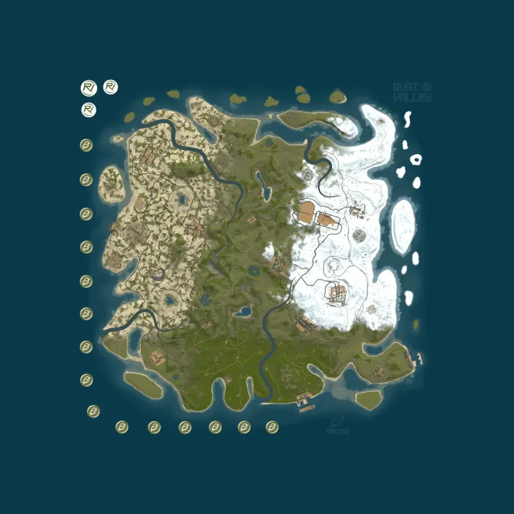 Map of [US] MASTERS | 10X PVE++ | LEGENDARY WEAPONS | RAIDABLE BASES |