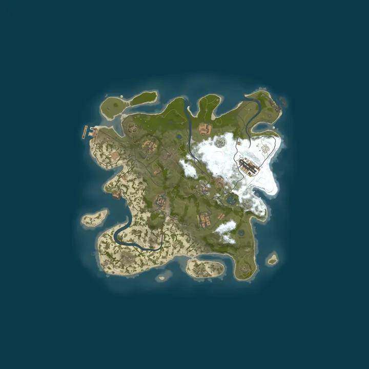 Map of Rust World 2X Solo/Duo/Trio/Quad PvP 2 Weeks Wipe No BP Wipe